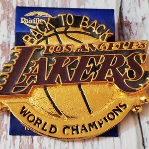 Lakers Back to Back World Champions 1988 Pinback  New Vintage